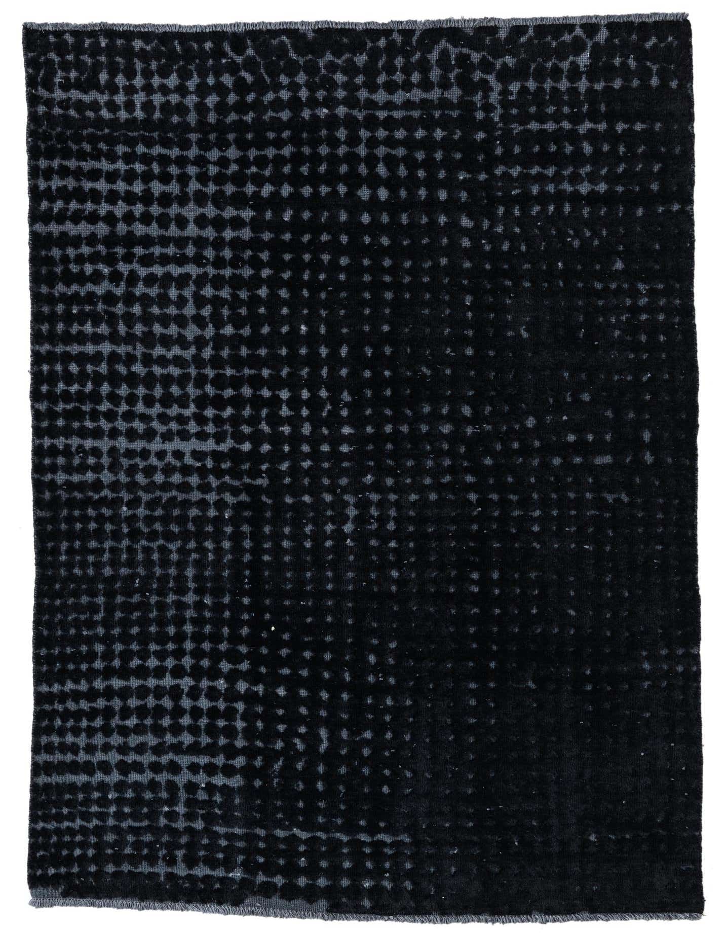 A 5x8 rectangular Darya rug in black wool, featuring a modern textured pattern with varying pile heights.