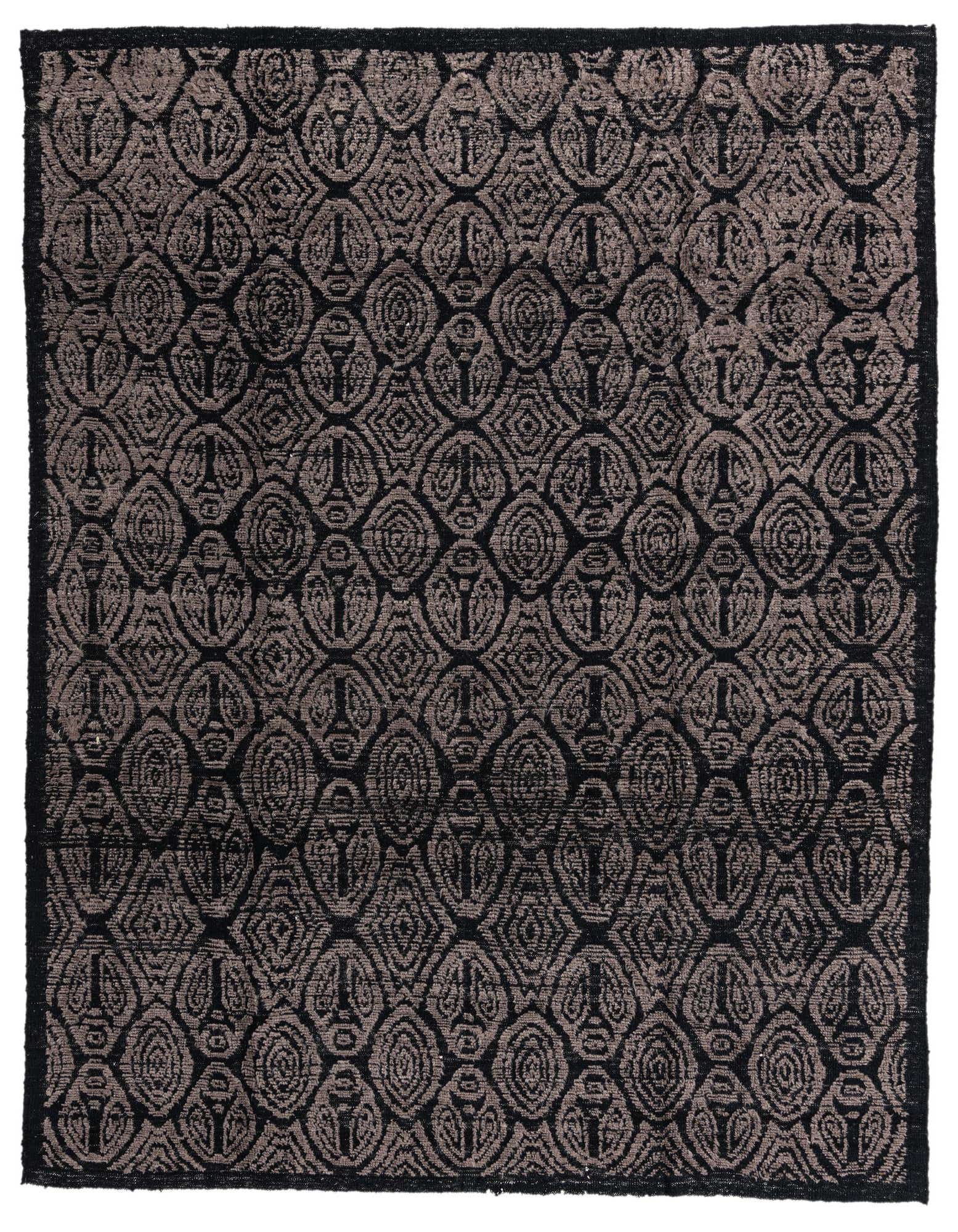 An 8x10 rectangular Darya rug in black wool, featuring a modern oriental textured pattern.