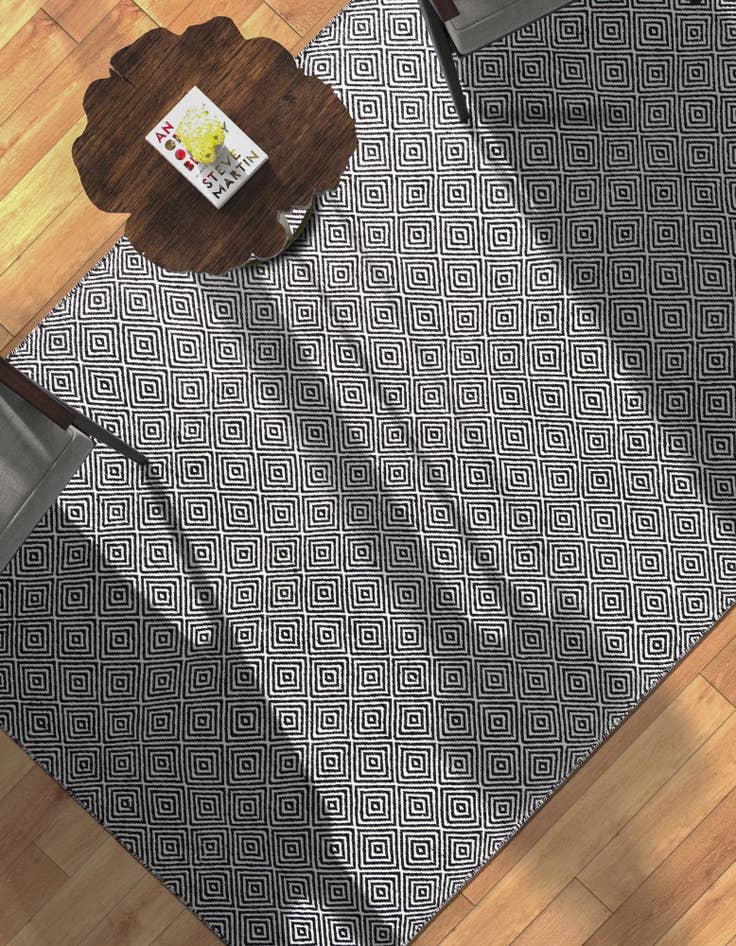 Detail image of  2' x 3' 1  Hand Woven Geo Trellis Flatweave Rug