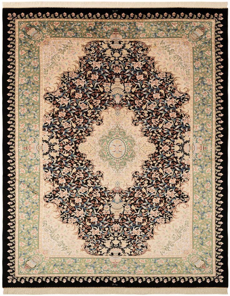 Detail image of  6' 3 x 10' Ghom Design Rug