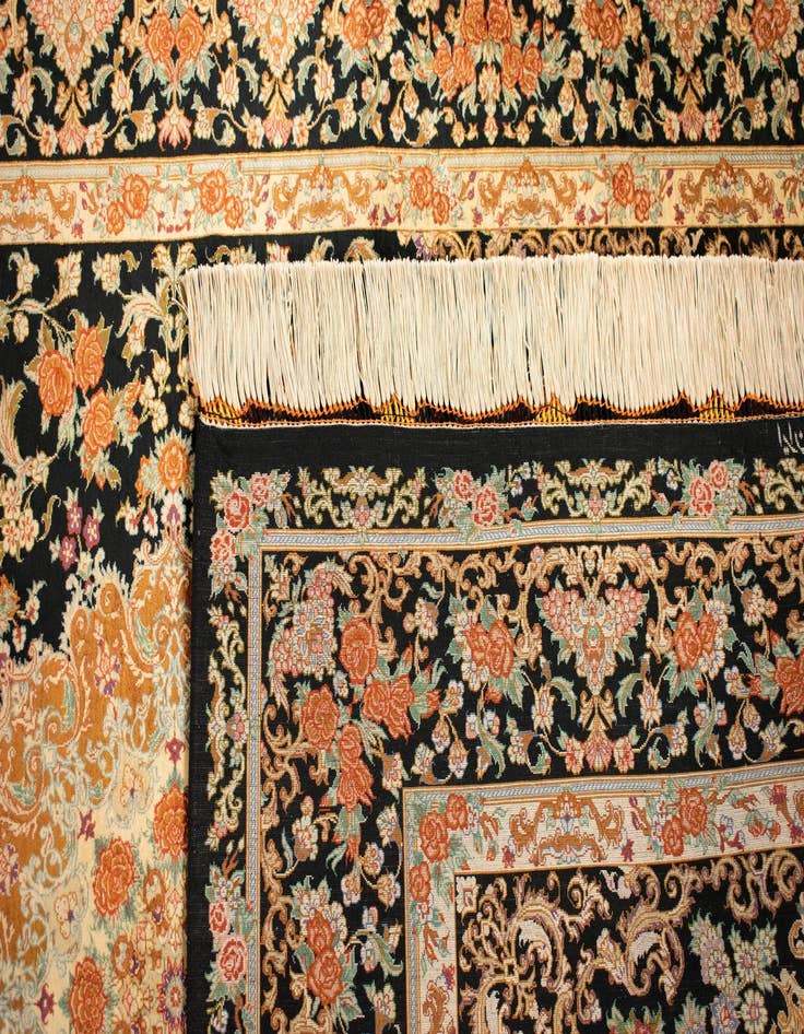 Detail image of  4' 6 x 6' 6 Ghom Silk Rug