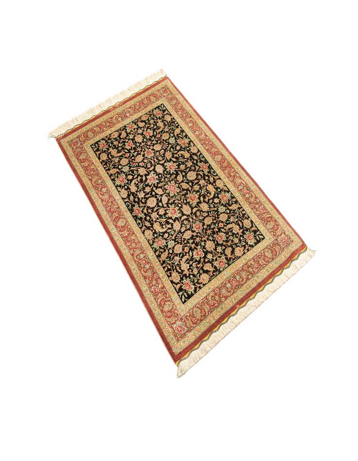 Detail image of  2' 7 x 4' 2 Ghom Silk Rug