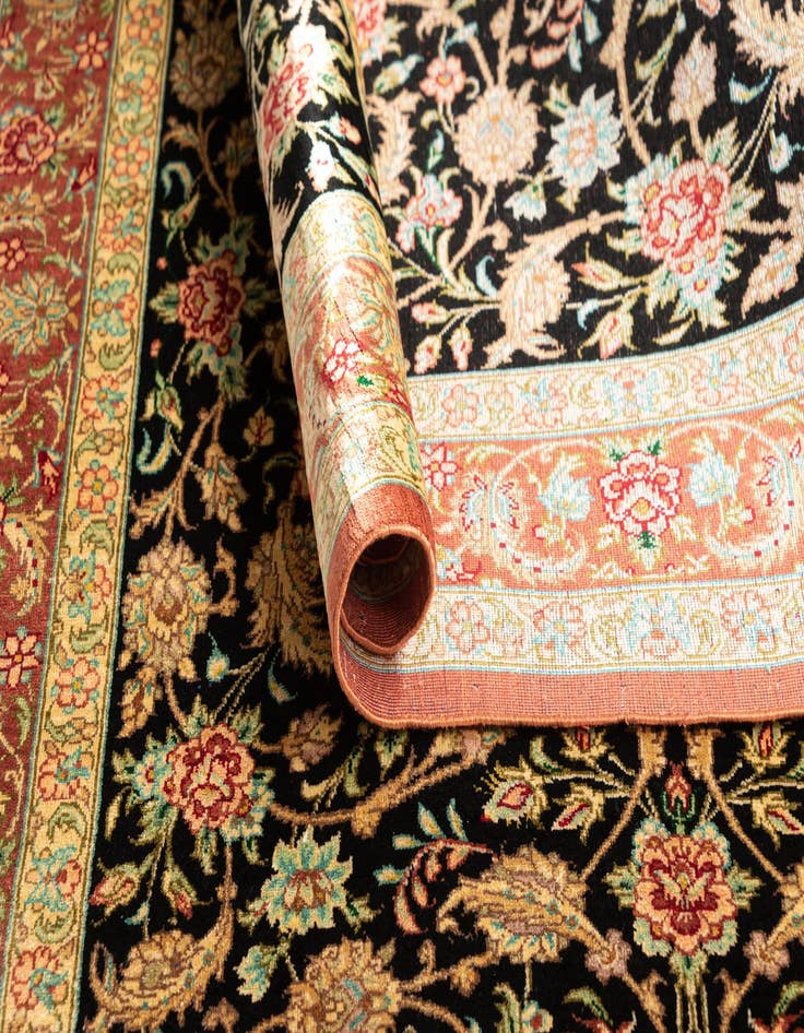 Detail image of  2' 7 x 4' 2 Ghom Silk Rug