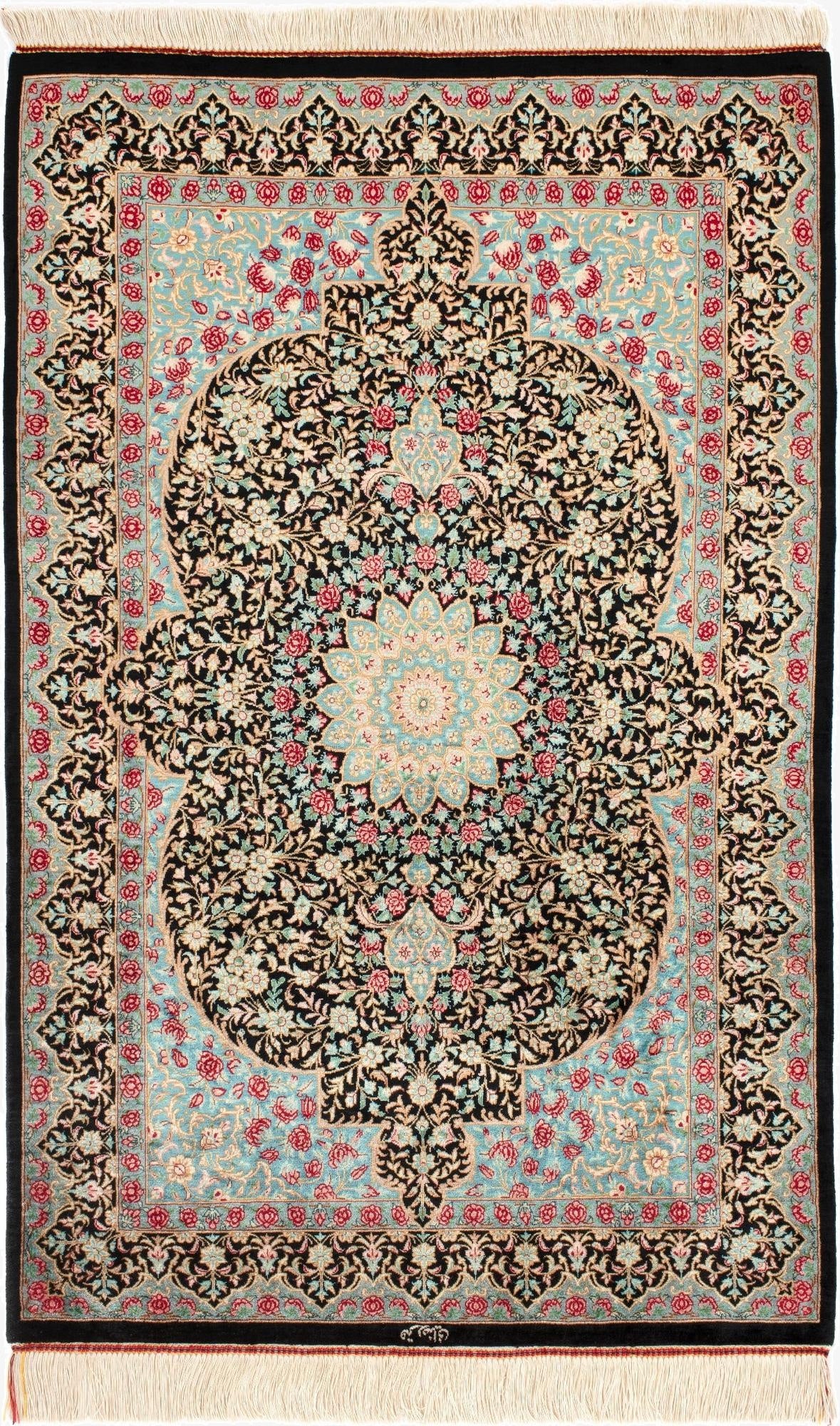  2' 7 x 4' 1 Ghom Silk Rug