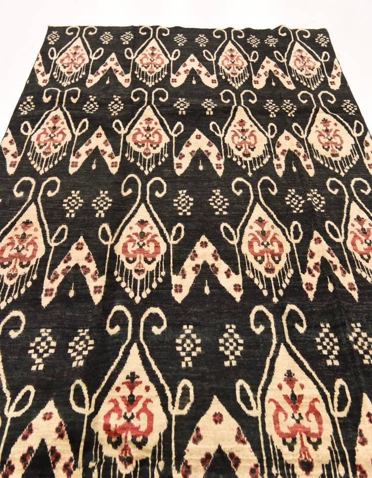 Detail image of  6' 2 x 9' 8  Hand Knotted Ikat Rug