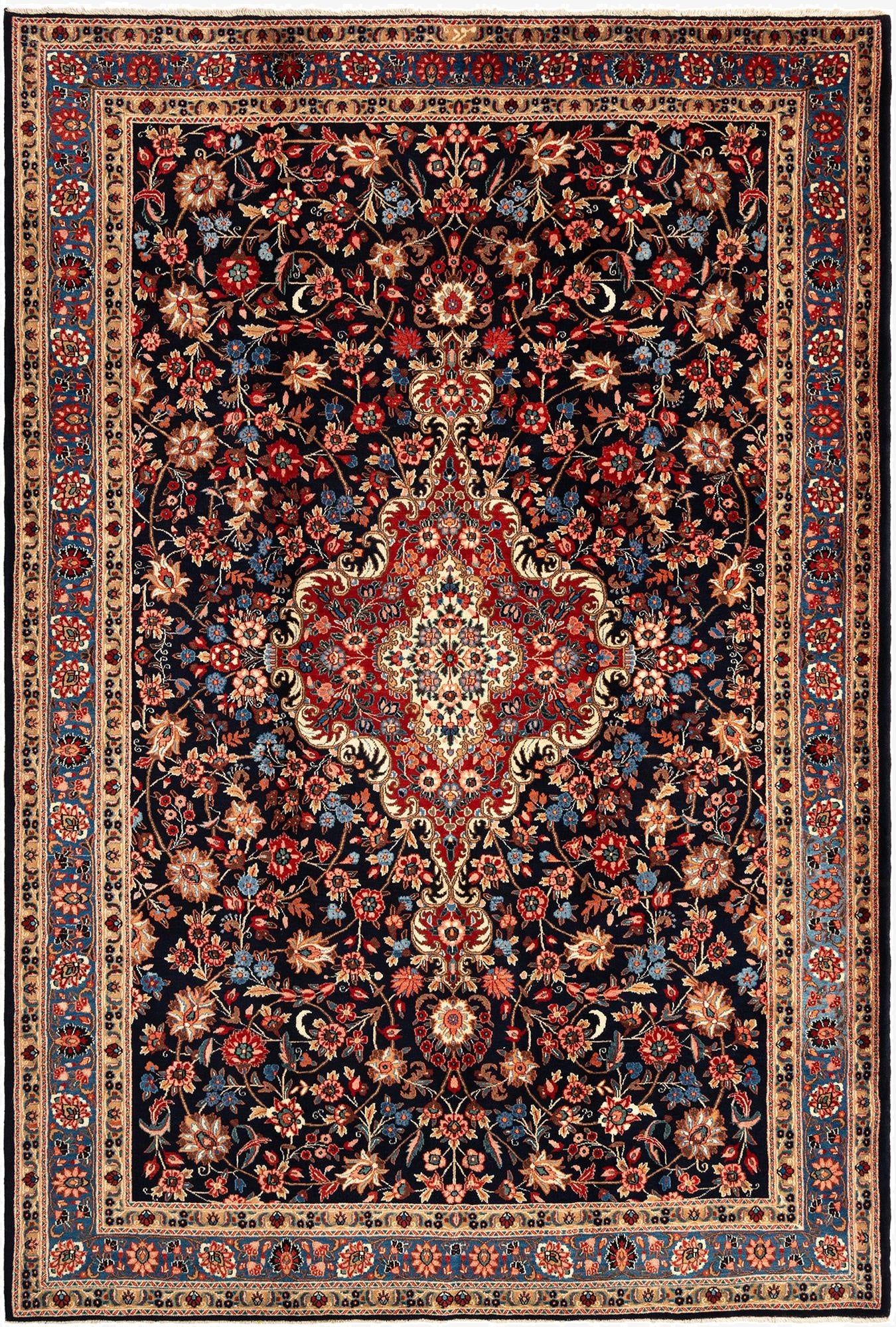  7' x 10' 6 Kashan Wool Rug