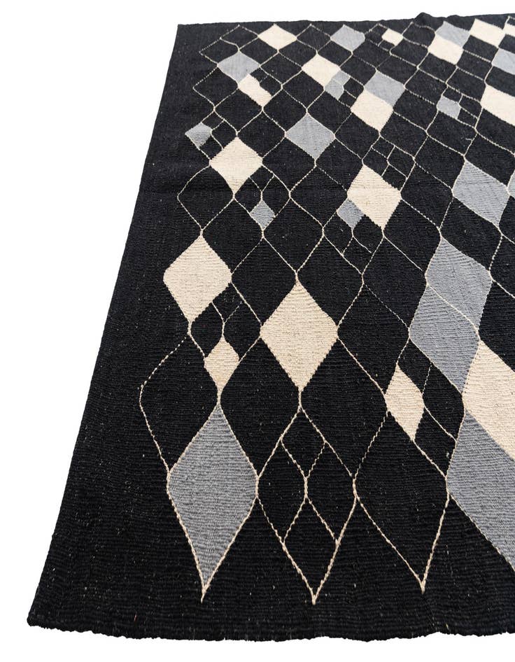 Detail image of  4' 10 x 6' 7  Hand Woven Kilim Modern Wool Rug