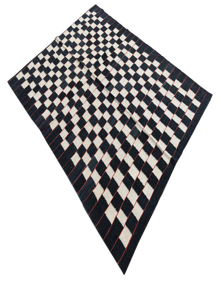 Detail image of  4' 6 x 5' 10  Hand Woven Kilim Modern Wool Rug