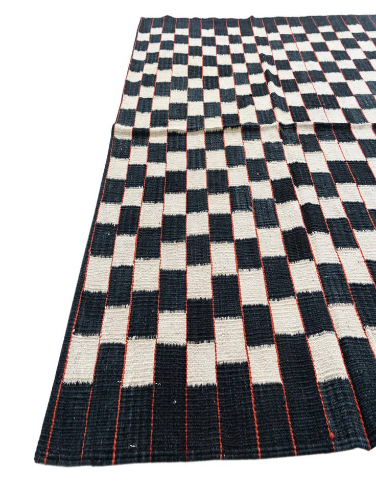 Detail image of  4' 6 x 5' 10  Hand Woven Kilim Modern Wool Rug