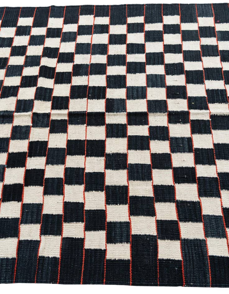 Detail image of  4' 6 x 5' 10  Hand Woven Kilim Modern Wool Rug