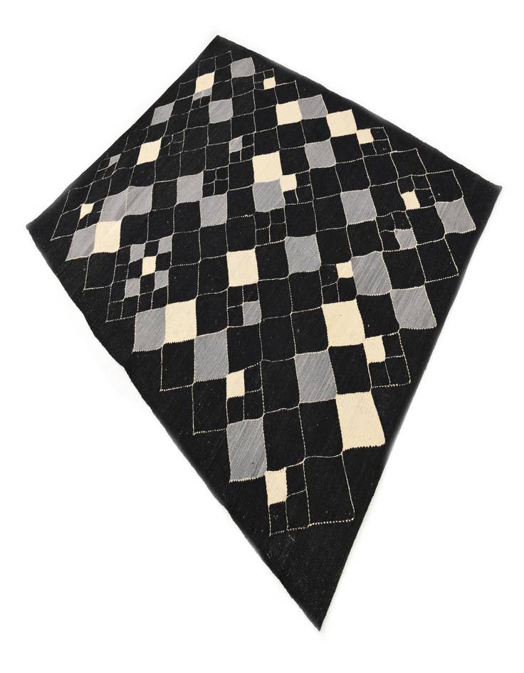 Detail image of  5' 1 x 6' 6  Hand Woven Kilim Modern Wool Rug