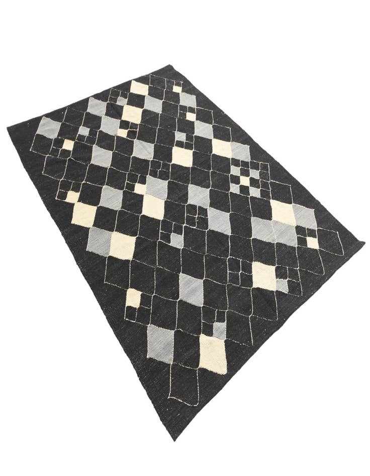 Detail image of  5' x 6' 4  Hand Woven Kilim Modern Wool Rug