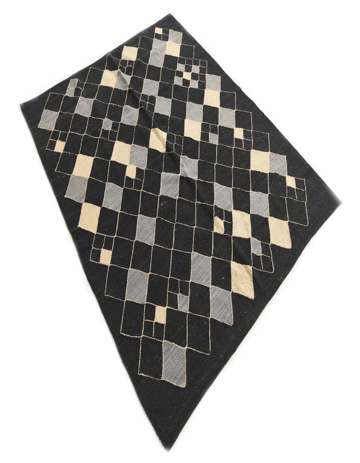 Detail image of  5' x 6'  Hand Woven Kilim Modern Wool Rug