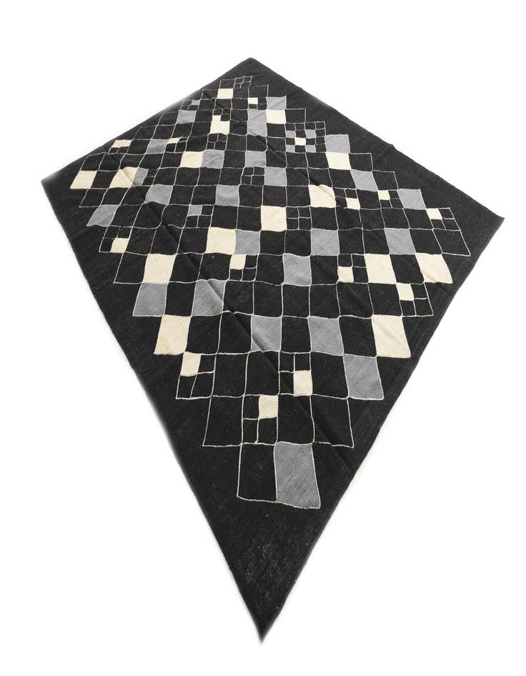 Detail image of  8' 8 x 9' 9  Hand Woven Kilim Modern Wool Rug