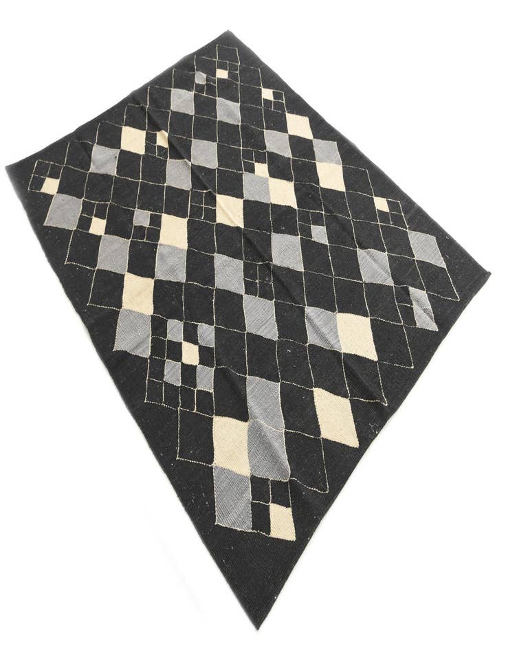 Detail image of  5' 1 x 6' 6  Hand Woven Kilim Modern Wool Rug