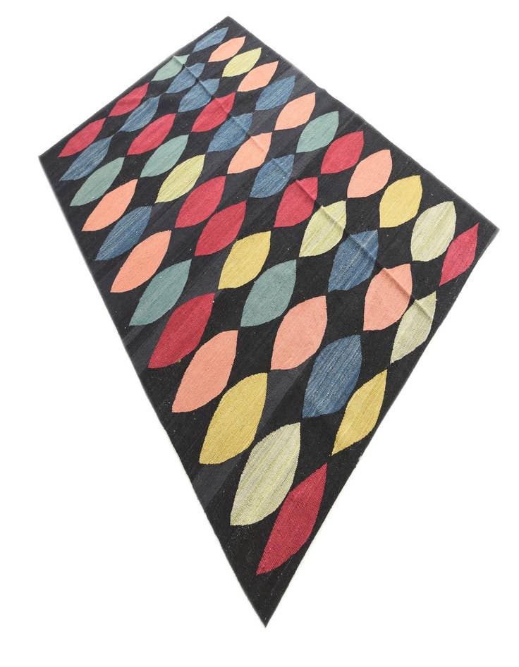 Detail image of  5' 8 x 8'  Hand Woven Kilim Modern Wool Rug