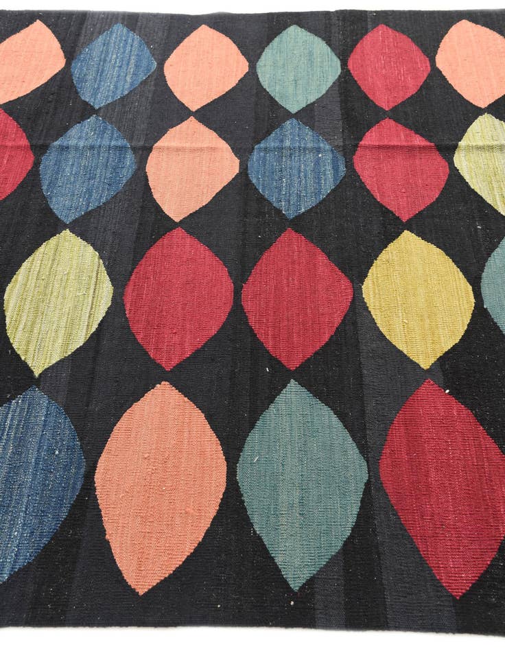 Detail image of  5' 8 x 8'  Hand Woven Kilim Modern Wool Rug