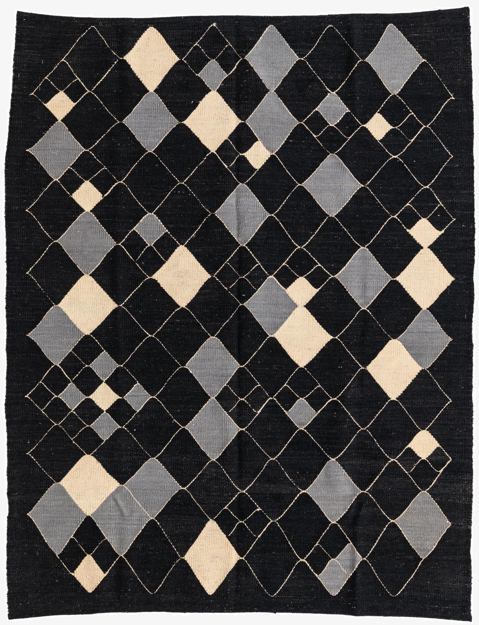  5' 1 x 6' 5  Hand Woven Kilim Modern Wool Rug