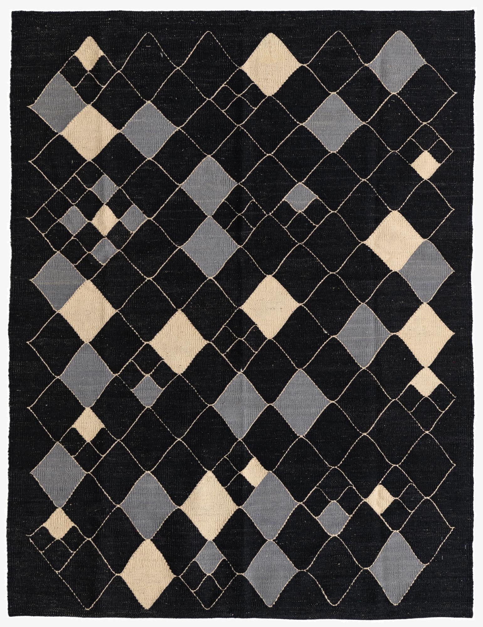  5' 1 x 6' 7  Hand Woven Kilim Modern Wool Rug