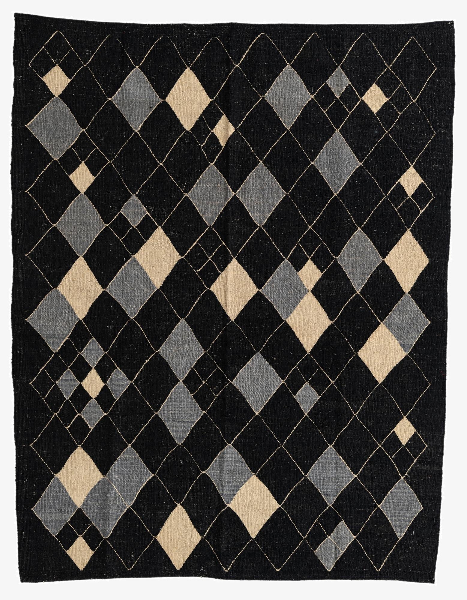  5' 1 x 6' 6  Hand Woven Kilim Modern Wool Rug