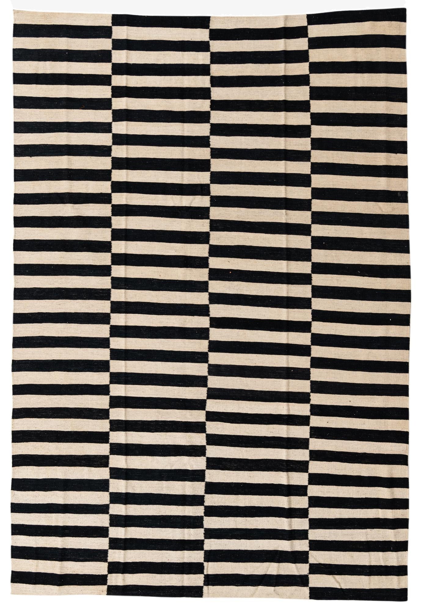  6' 8 x 9' 10  Hand Woven Kilim Modern Wool Rug