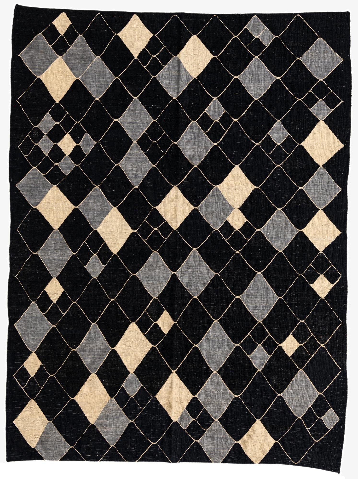  5' 10 x 7' 8  Hand Woven Kilim Modern Wool Rug