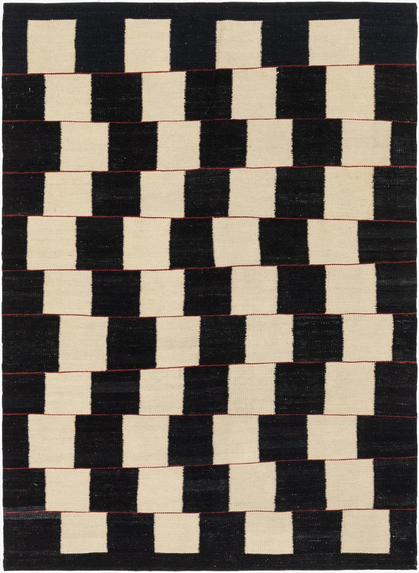  4' 4 x 6'  Hand Woven Kilim Modern Wool Rug