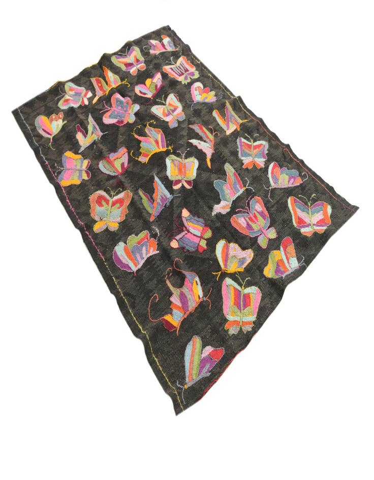 Detail image of  4' x 5' 3  Hand Woven Kilim Suzani Wool Rug