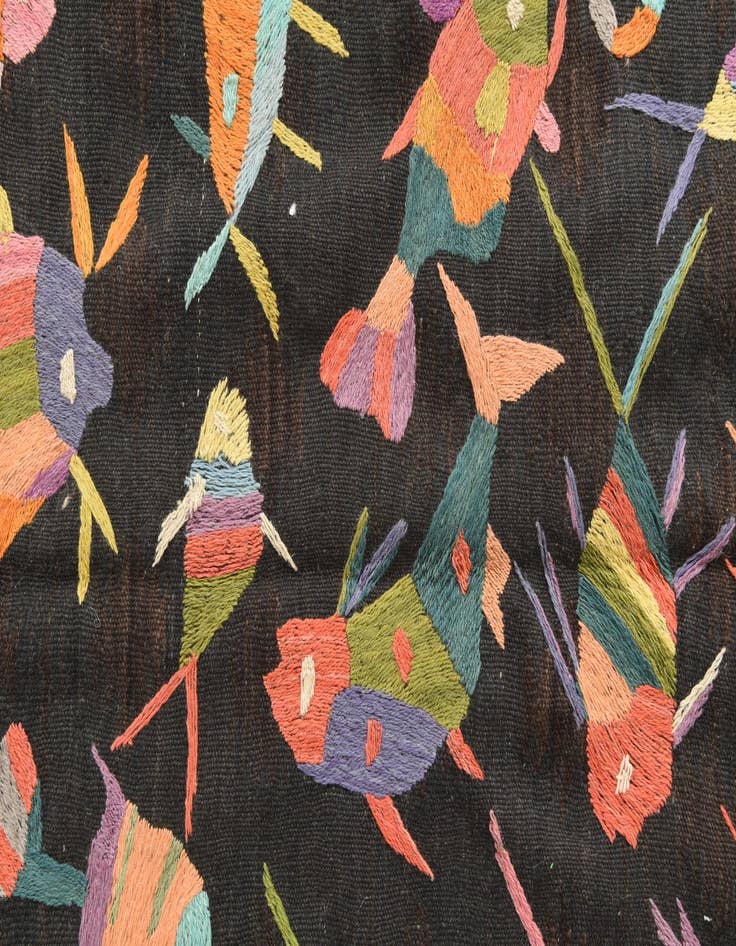 Detail image of  4' 6 x 6' 6  Hand Woven Kilim Suzani Wool Rug