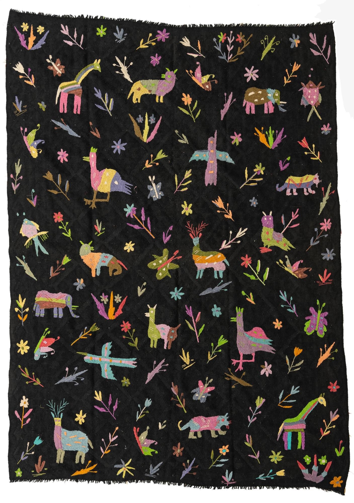  6' 7 x 9' 2  Hand Woven Kilim Suzani Wool Rug