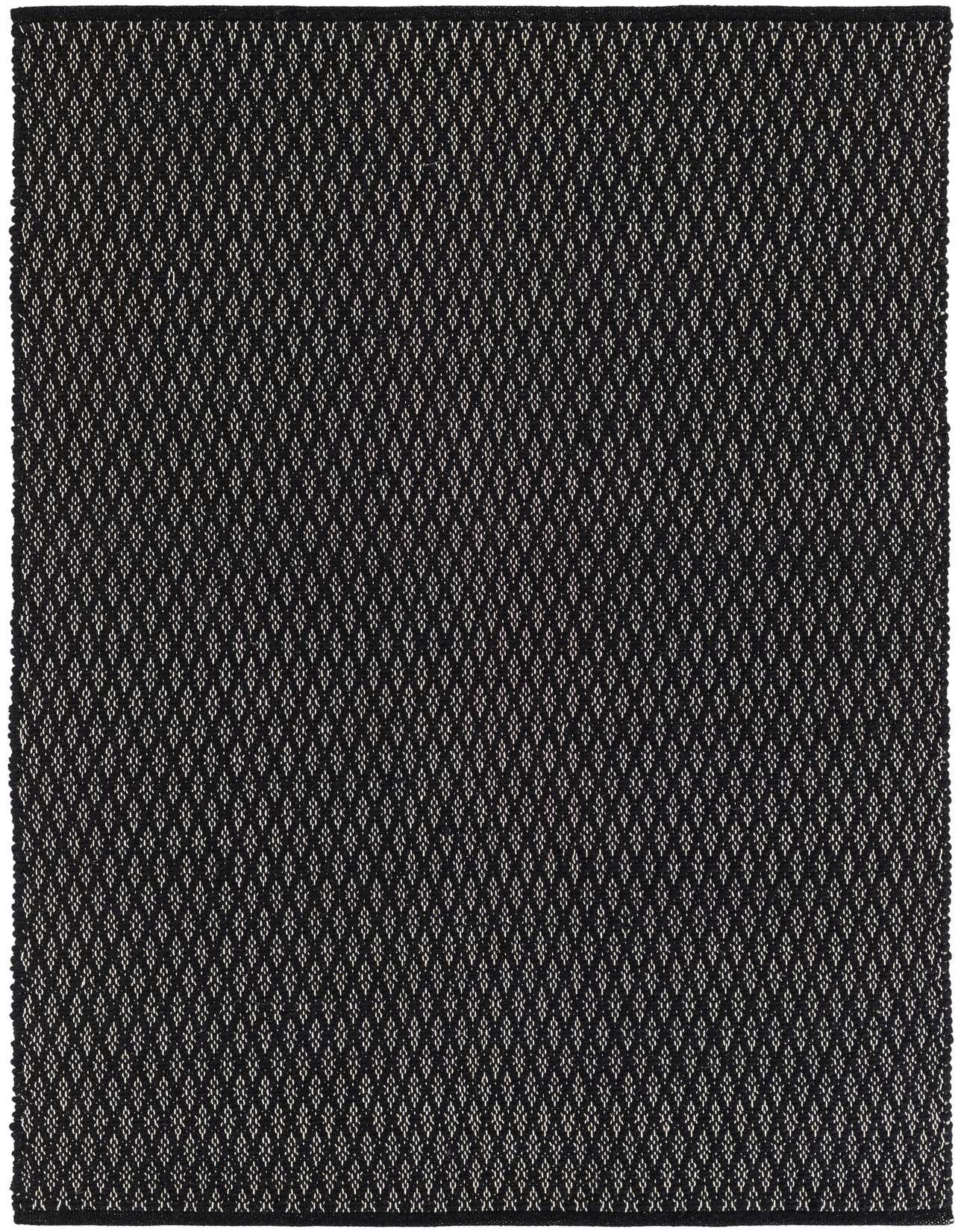 A 4x6 rectangular black modern area rug with a subtle textured lattice pattern, suitable for various indoor rooms.