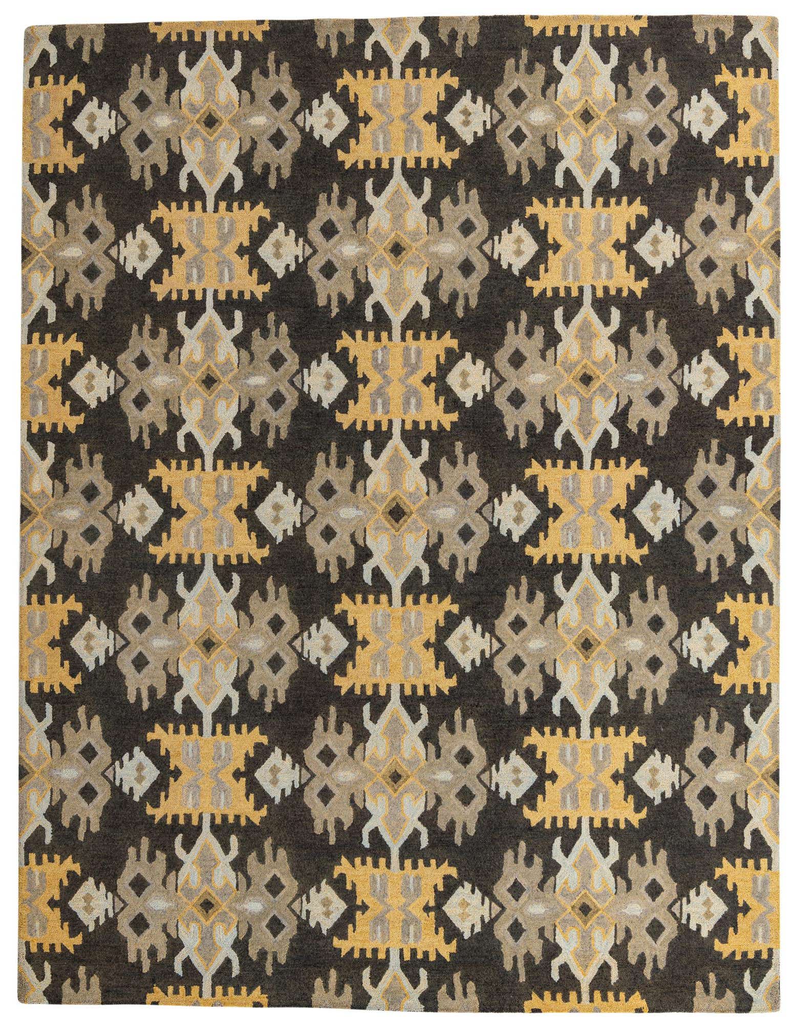 An 8x10 rectangular Luna rug by Rugs.com, featuring a traditional Oriental pattern in black, gold, and beige tones.
