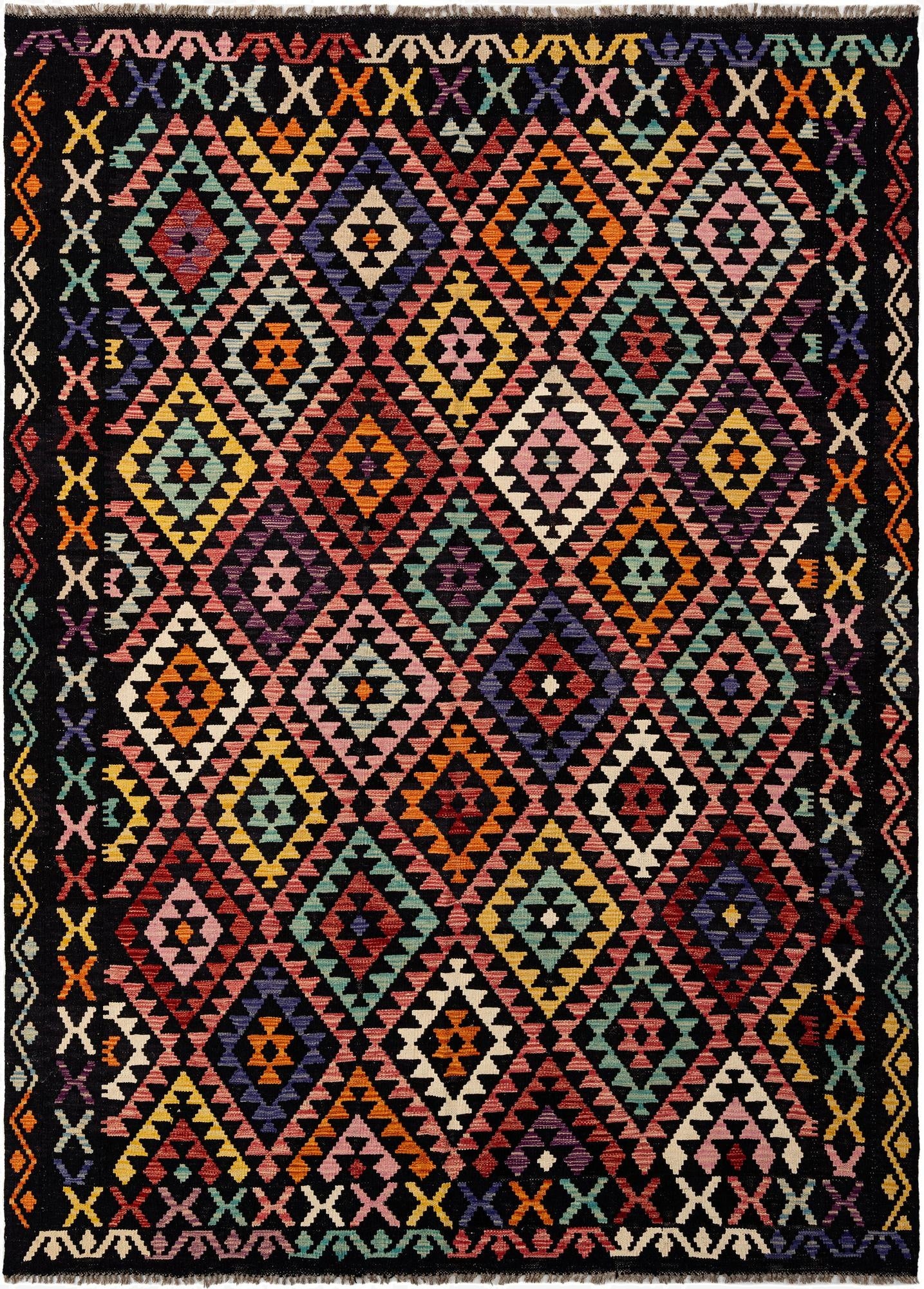  6' 10 x 9' 3  Hand Knotted Marok Kilim Rug