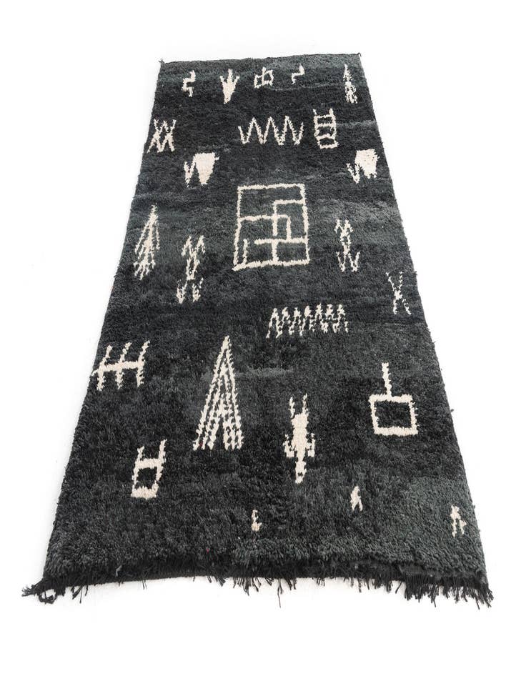 Detail image of  5' 2 x 8' 3  Hand Knotted Moroccan Wool Rug