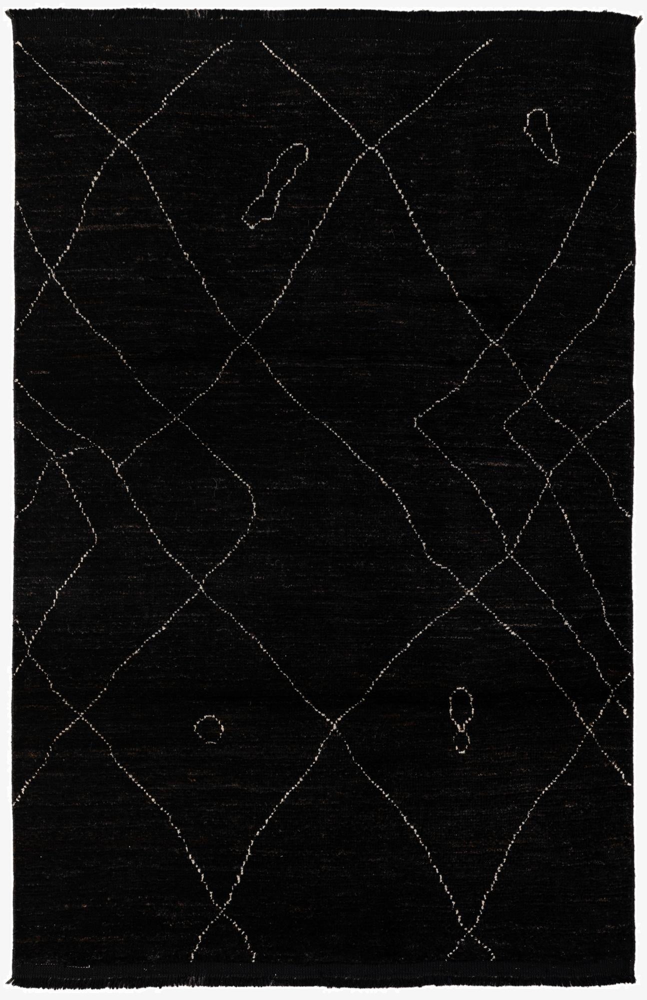  3' 10 x 6' 1  Hand Knotted Moroccan Wool Rug