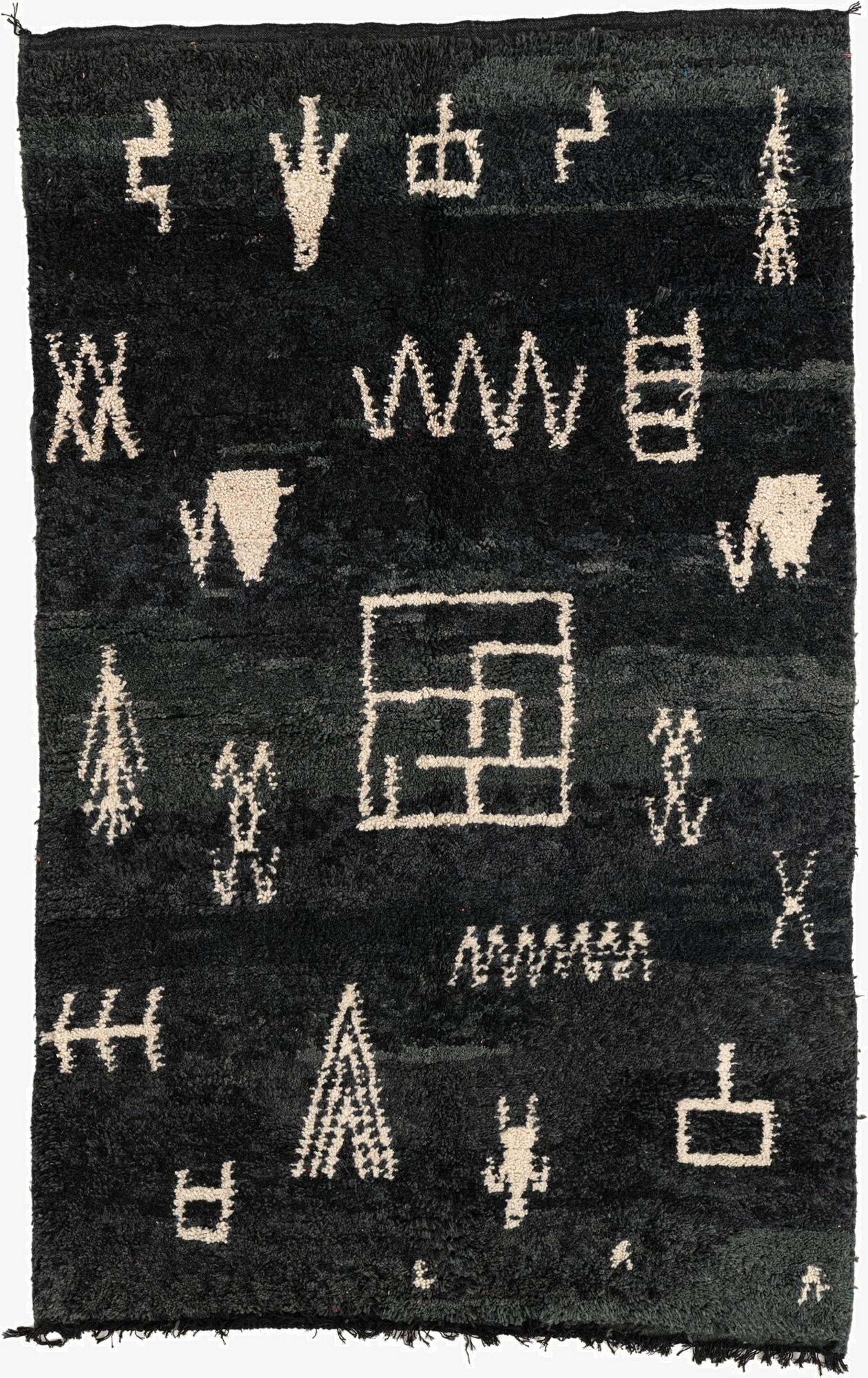  5' 2 x 8' 3  Hand Knotted Moroccan Wool Rug