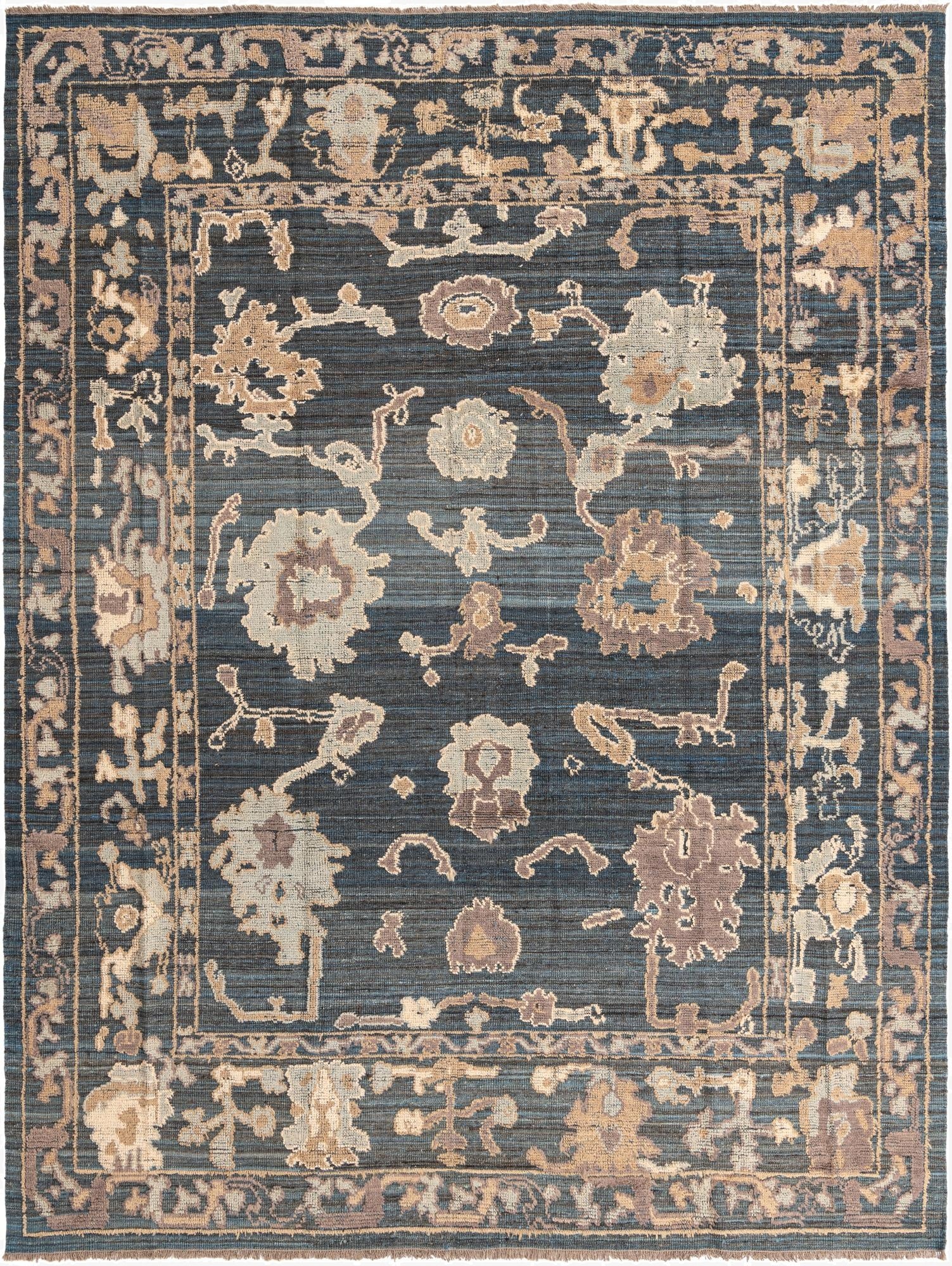  9' 1 x 12' 1  Hand Knotted Oushak Wool Rug
