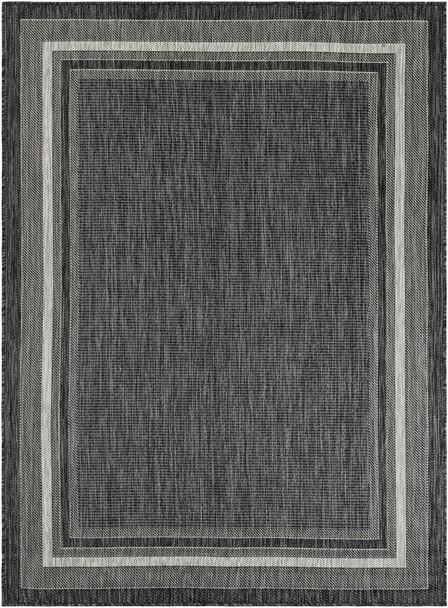 Black 5' 3 x 7' Border Indoor / Outdoor Rug | Rugs.com