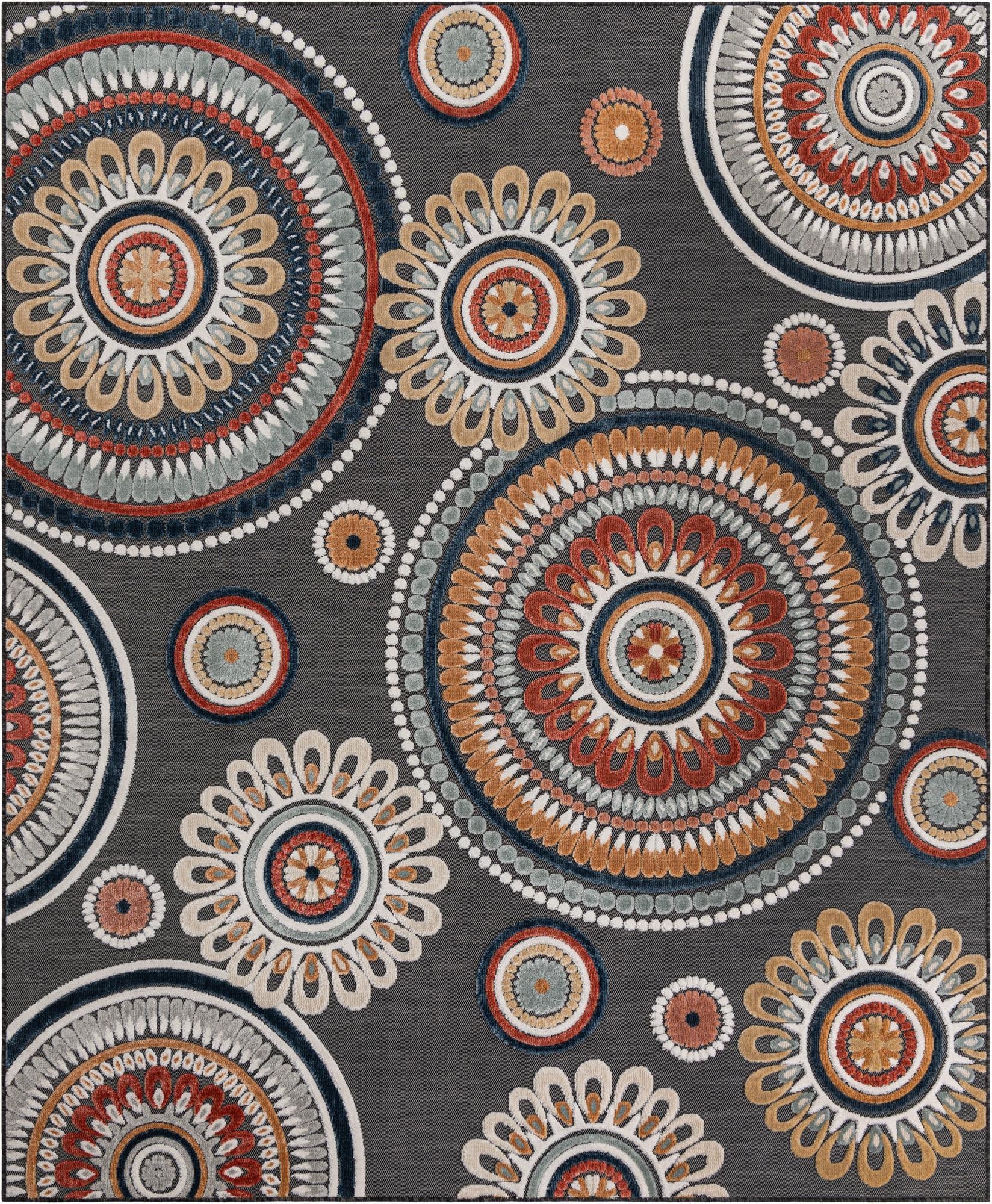  8' 2 x 10'  Washable Botanical Indoor / Outdoor Rug