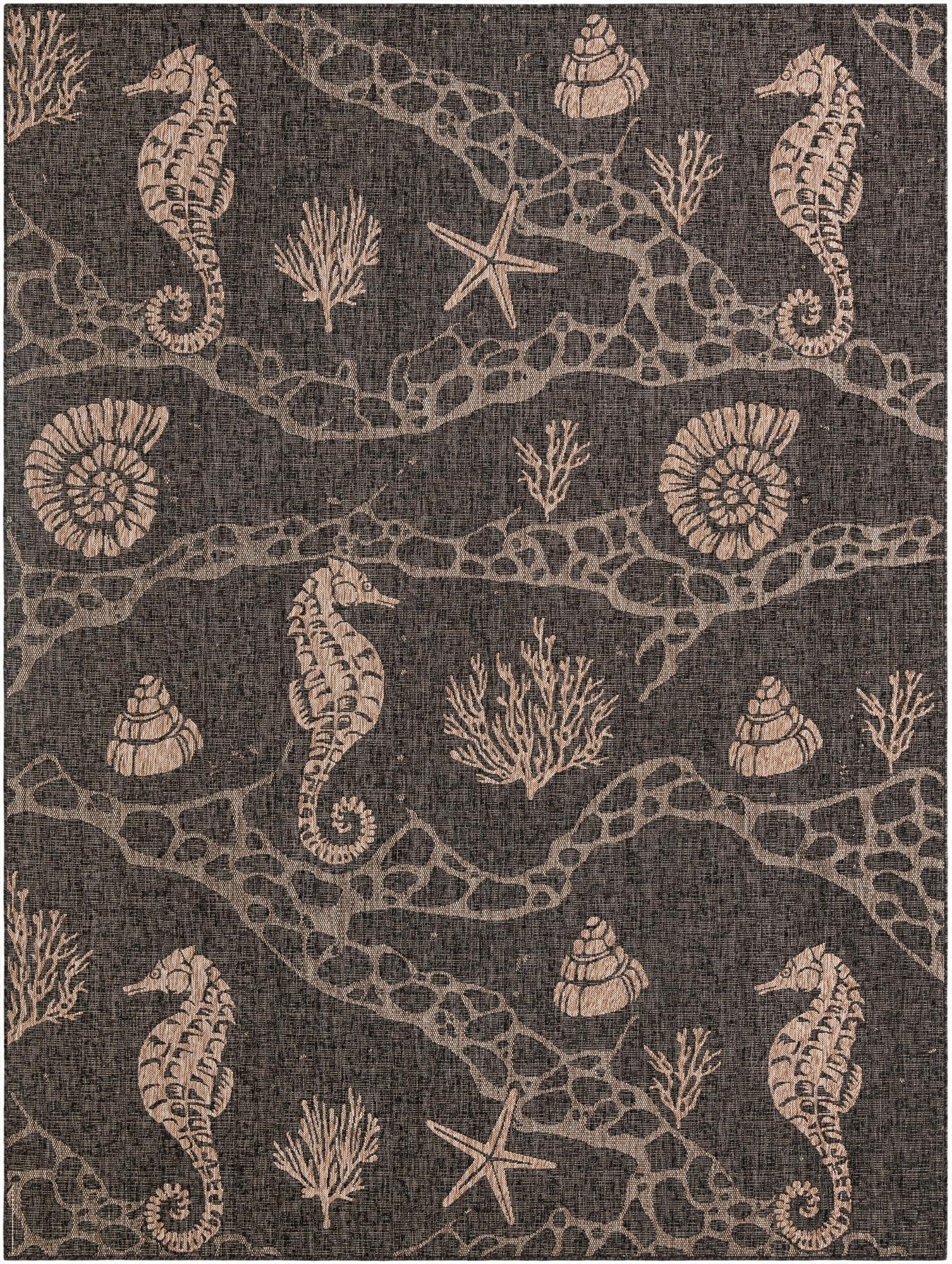  9' x 12'  Washable Coastal Indoor / Outdoor Rug