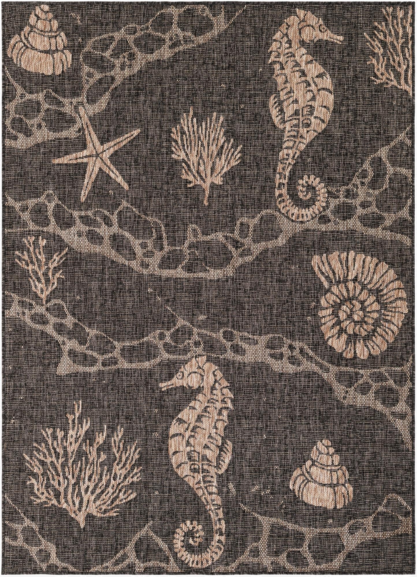  5' 3 x 7'  Washable Coastal Indoor / Outdoor Rug