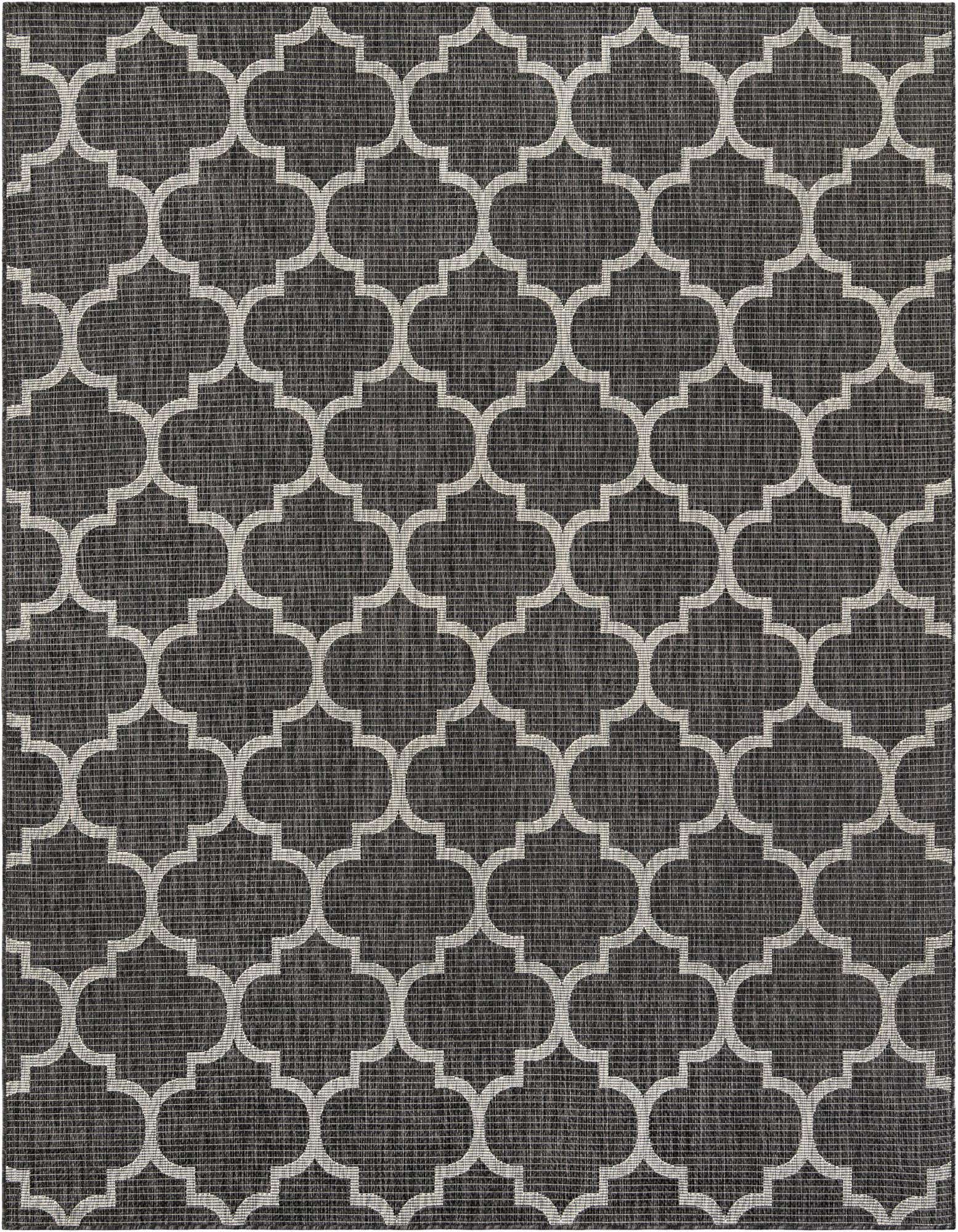 Primary image  Custom Black  Washable Lattice Indoor / Outdoor Rug