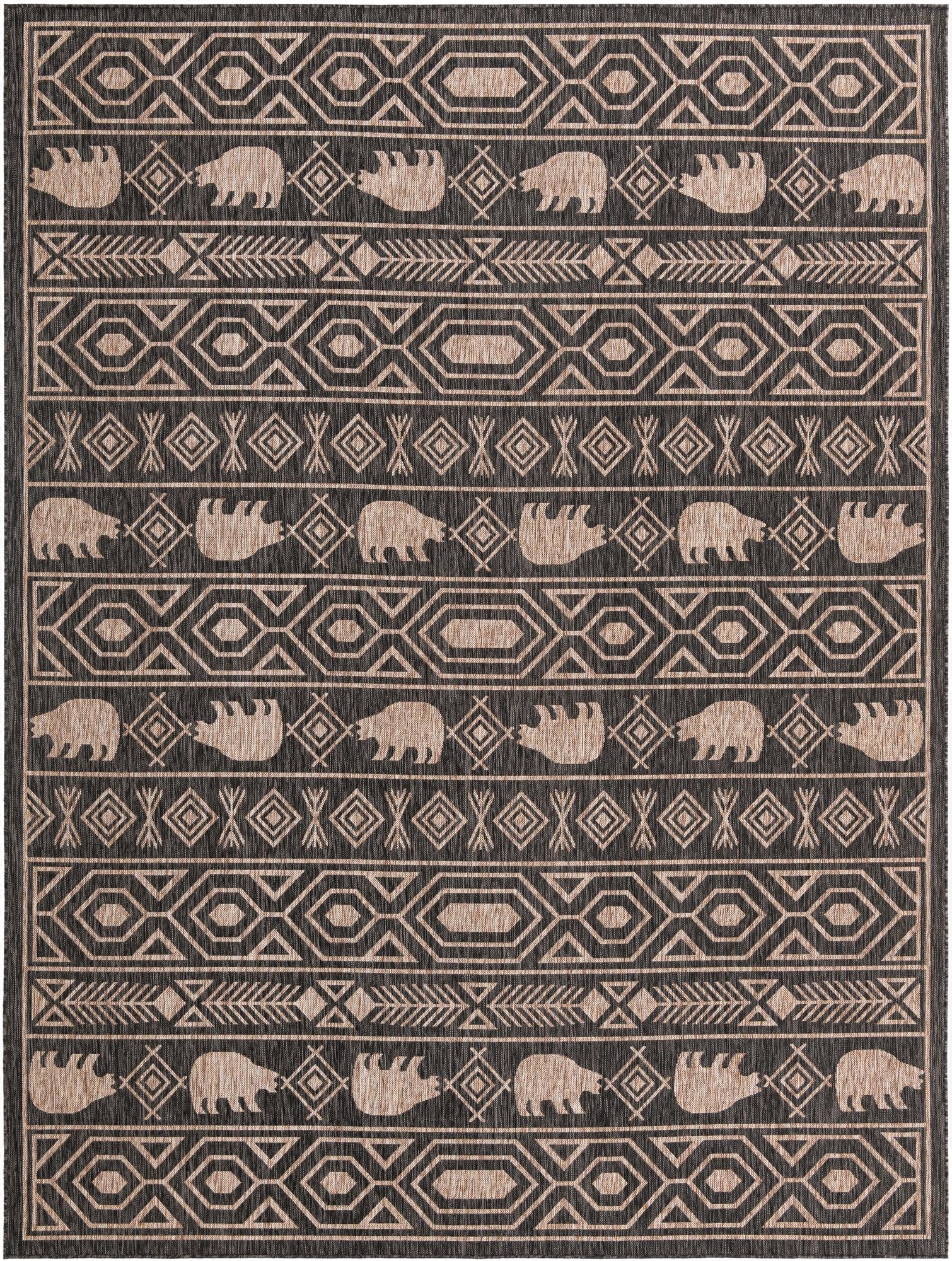 9' x 12'  Washable Southwestern Indoor / Outdoor Rug
