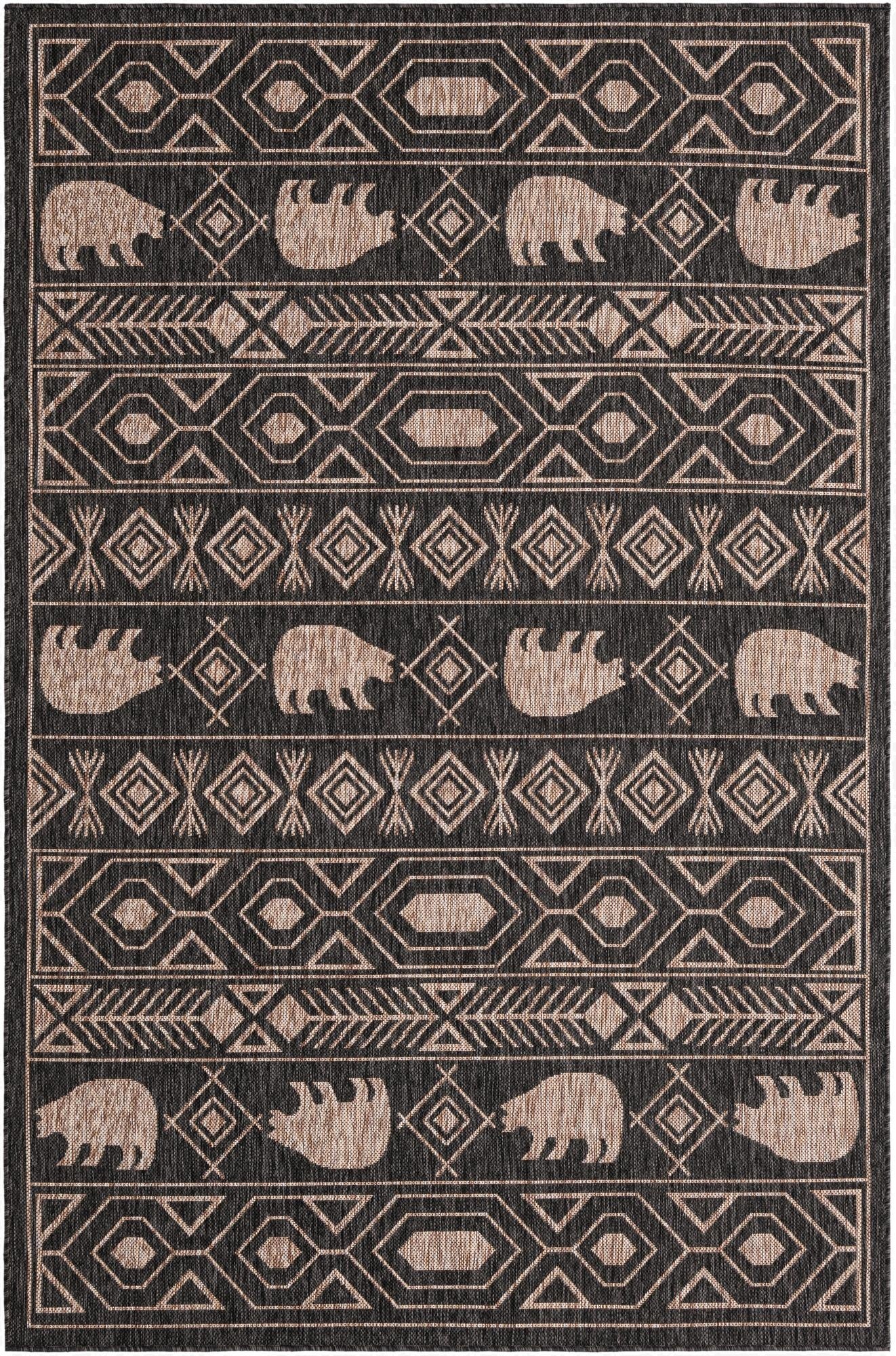  5' 3 x 8'  Washable Southwestern Indoor / Outdoor Rug