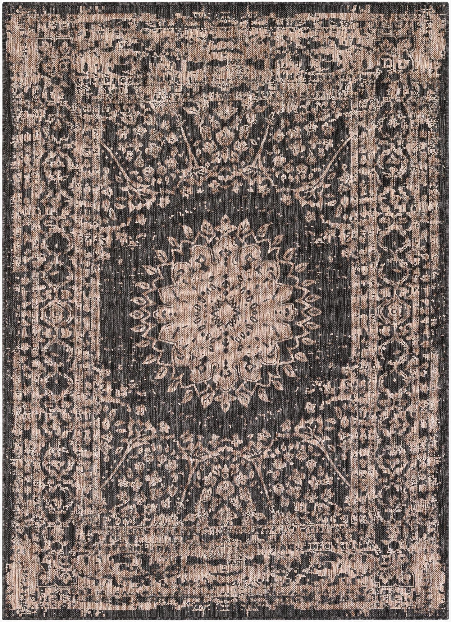  5' 3 x 7'  Washable Traditional Indoor / Outdoor Rug