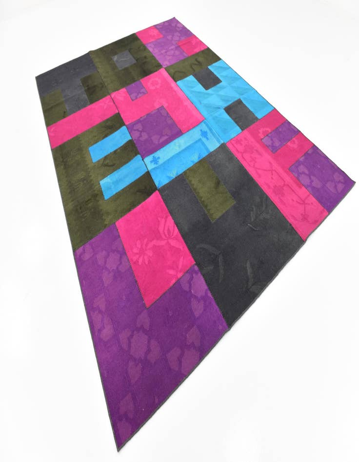 Detail image of  7' 3 x 10'  Hand Woven Patchwork Wool Rug