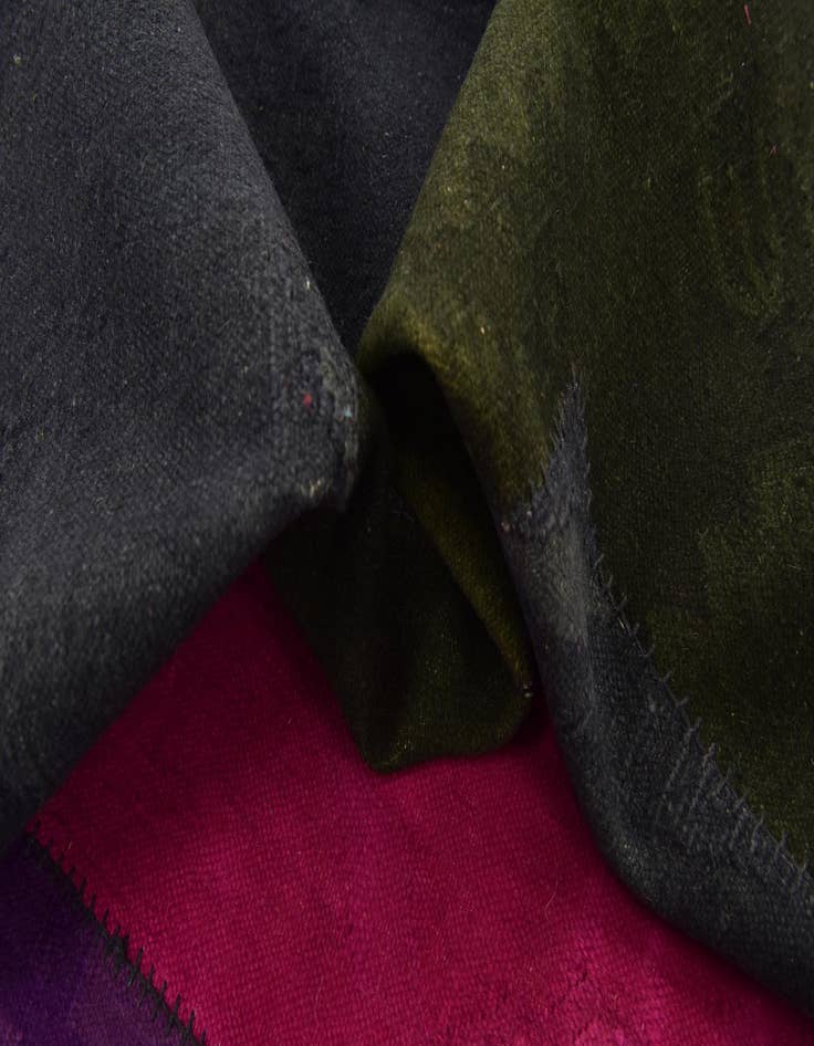 Detail image of  7' 3 x 10'  Hand Woven Patchwork Wool Rug