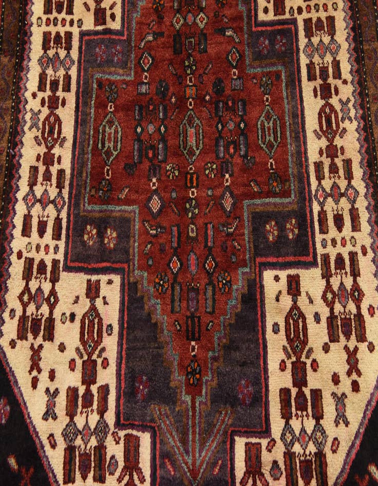 Detail image of  5' 2 x 9' 6  Hand Knotted Sanandaj Persian Wool Rug