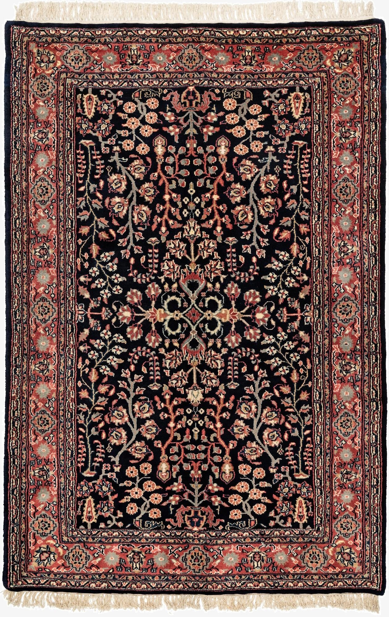  4' 7 x 6' 9  Hand Knotted Sarough Wool Rug