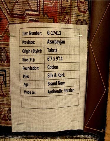 Detail image of  6' 6 x 10'  Hand Knotted Tabriz Persian Rug